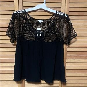 Aeropostale Black Crochet Women's Blouse